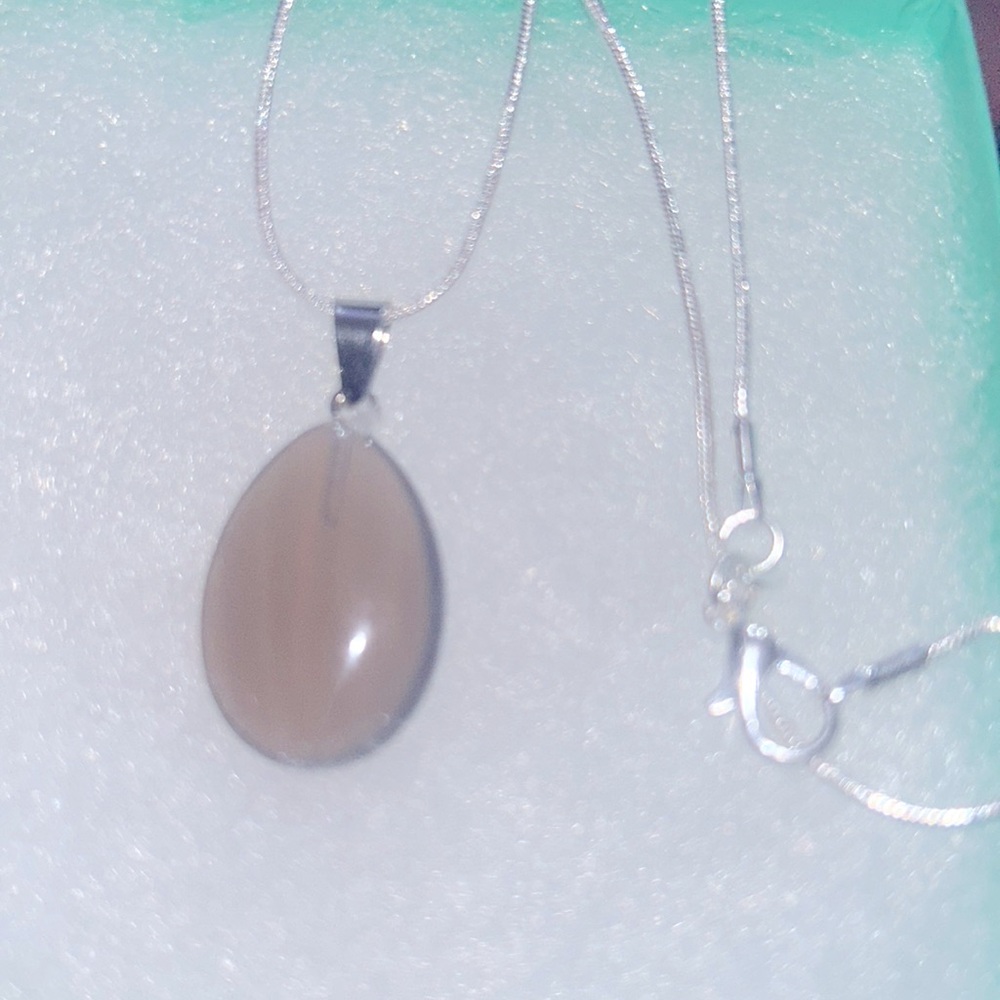 Boho hippie Chalcedony Sterling Silver 24” Necklace